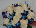 Blue Orchid and White Rose Brides Bouquet