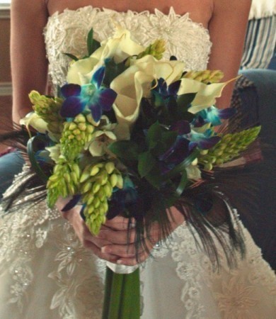 Not every bride is looking for a traditional bouquet, this bouquet showcases an unusual yet elegant display of of flowers.