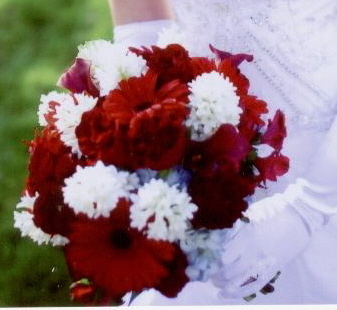 Red and White Brides Bouquet
