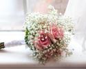 Light pink roses and baby's breath bouquet