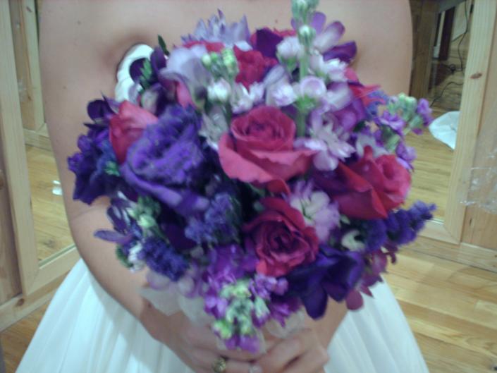 Fuschia and Purple Brides Bouquet