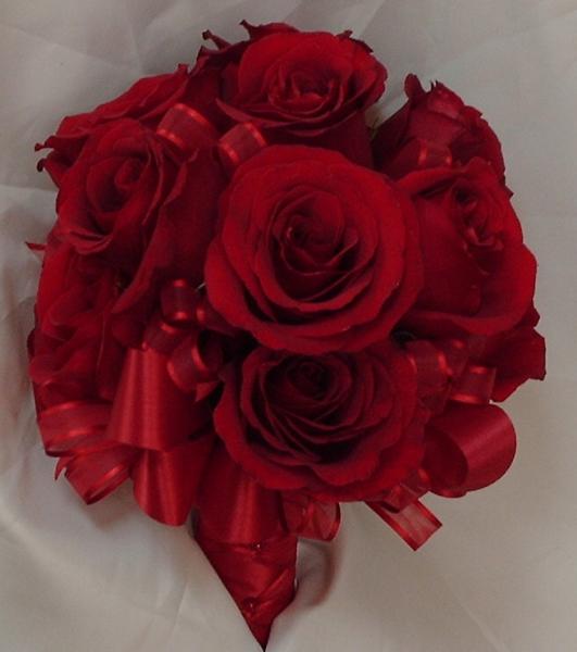 Red Rose and Ribbon Brides Bouquet