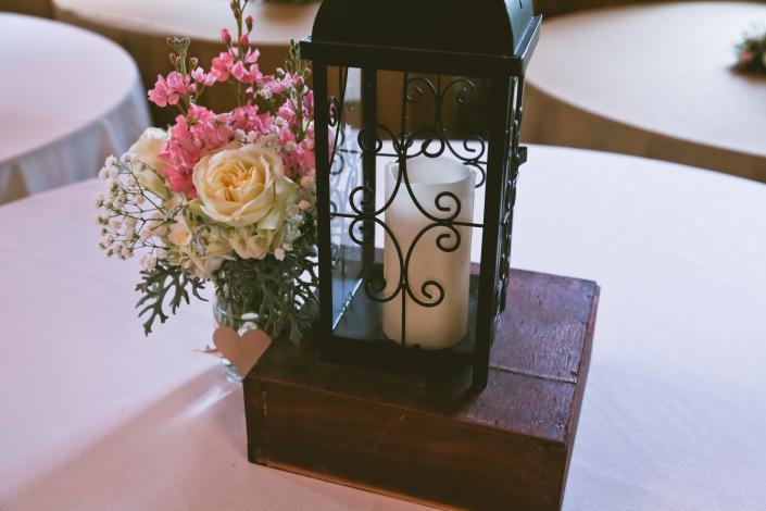 Pink stock, creme roses, baby's breath,and dusty miller