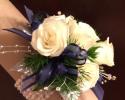 Navy and White  and Iridescent Wrist Corsage
