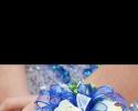 Blue, White and Iridescent Wrist Corsage